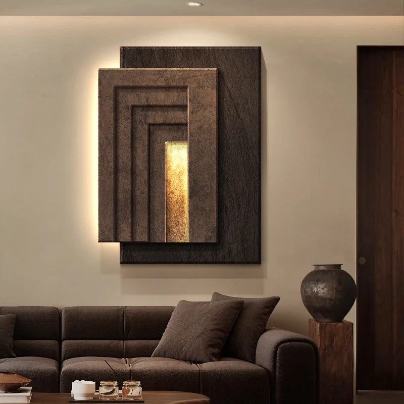 Three-dimensional abstract living room LED light 2025 new advanced sense sofa background wall simple porch mural light