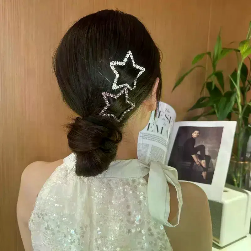 4Pcs Diamond Star Hair Clip With Shiny Rhinestone BB Clip Design Multiple Colors For Daily Wear And Parties Hair Accessory