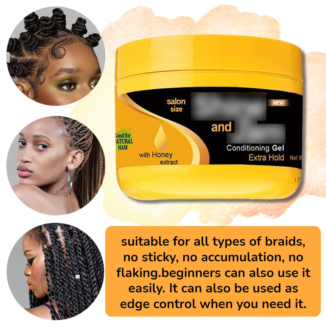 WodeMate Gel Strong Hold Braid Gel for Twist Locs Braids Edge No Flake Braiding Gel Edge Control Tames Frizz Hair Styling