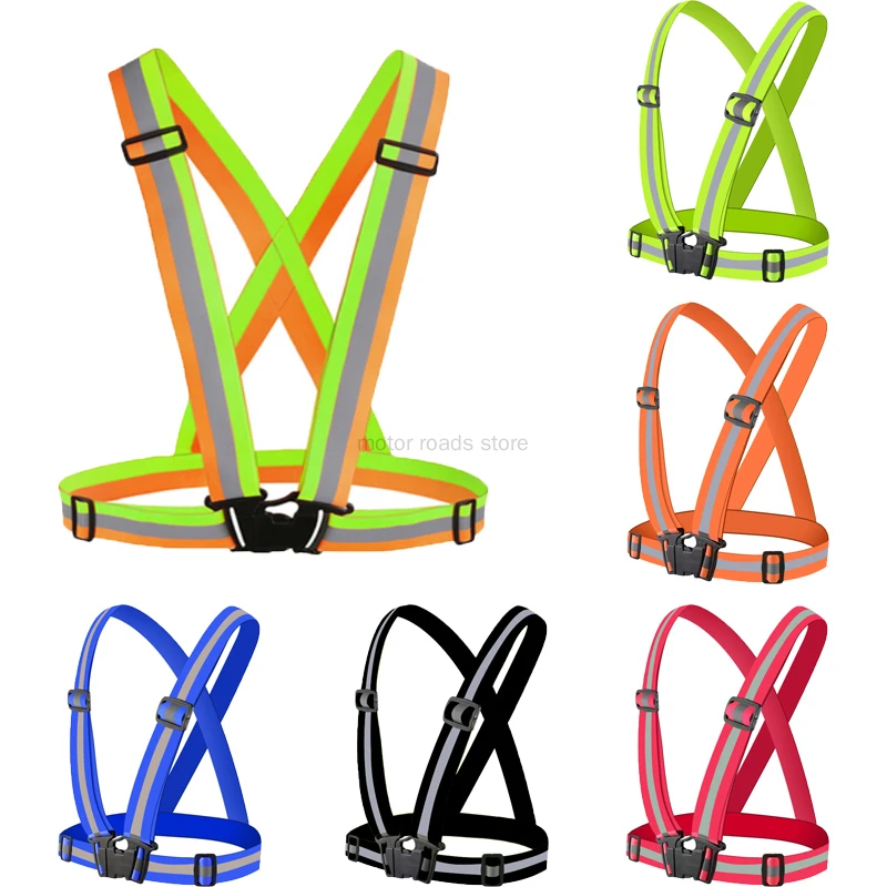 

11colors Light Reflective Elastic High Visibility Unisex Outdoor ClothesBelt Safety Vest Fit for Running Cycling Sports