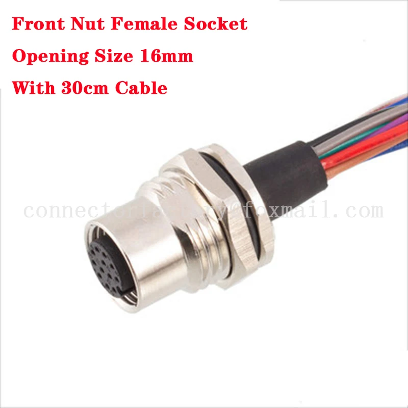 M12 2P 3P 4P 5P 6P 8P 12P Waterproof IP67 Aviation Male Female Socket With Cable Threaded Connector For Data And Telecom Systems