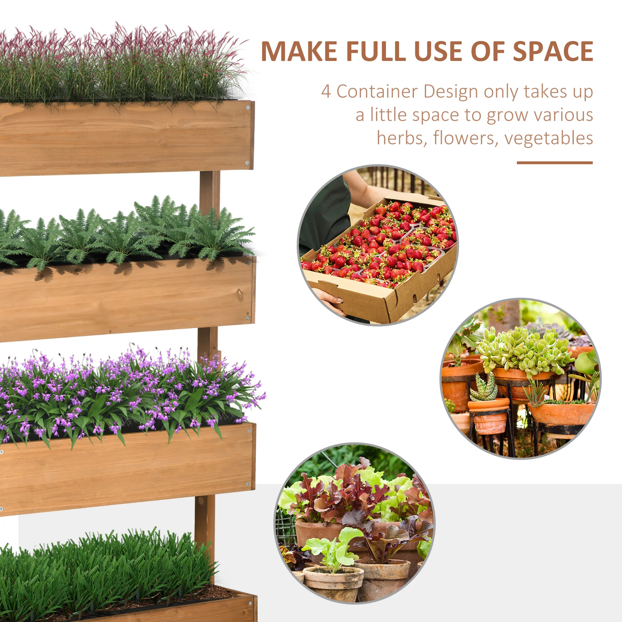4-Tier Raised Garden Bed Vertical Planter Box Orange, Orange