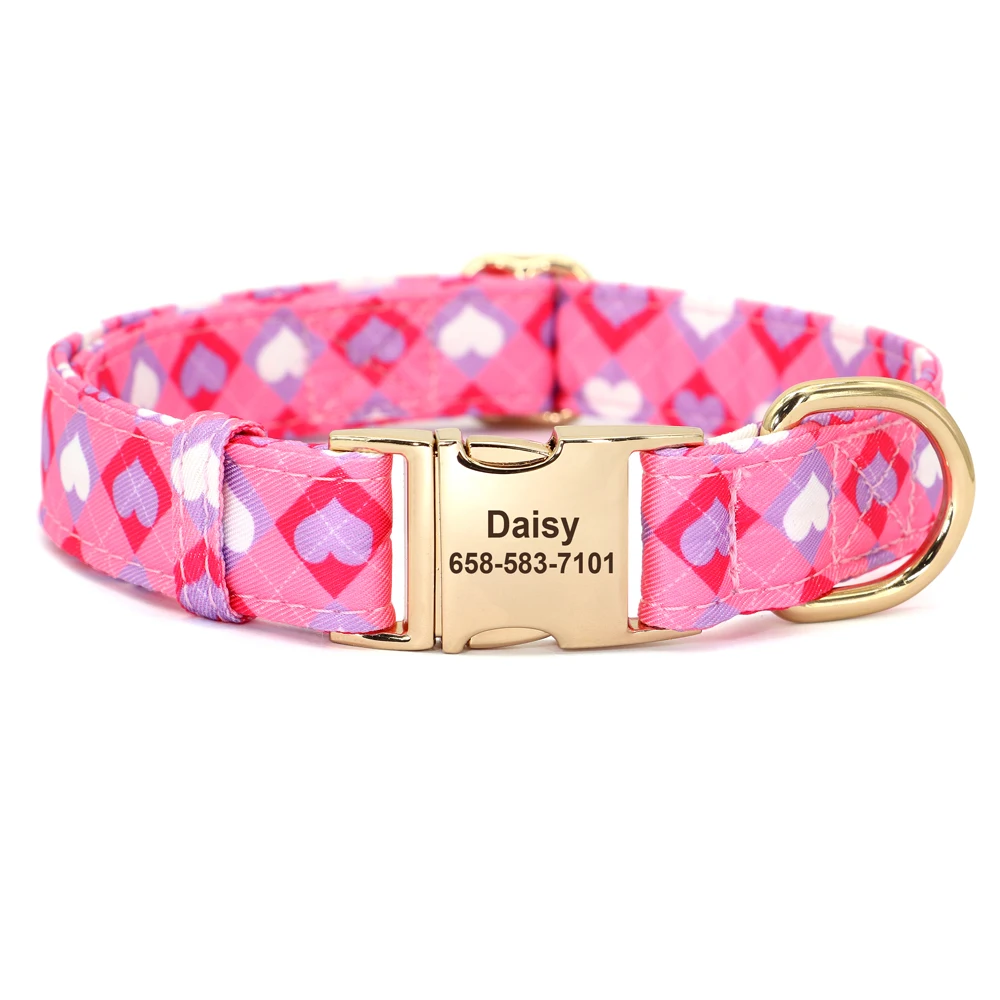 Personalisiertes Nylon-Hundehalsband mit Blumen- und Biene-Aufdruck, Welpenhalsbänder, kostenlose individuelle Haustier-ID-Halskettenhalsbänder für kleine große Hunde, Chihuahua – Detail 7