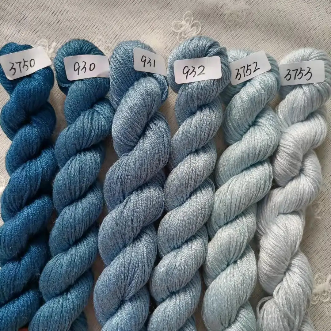 

Handmade Embroidery Tead New Design Blue ey Color for Birthday Celebration Flowing Water Wealth Supplemental Line Cross S...