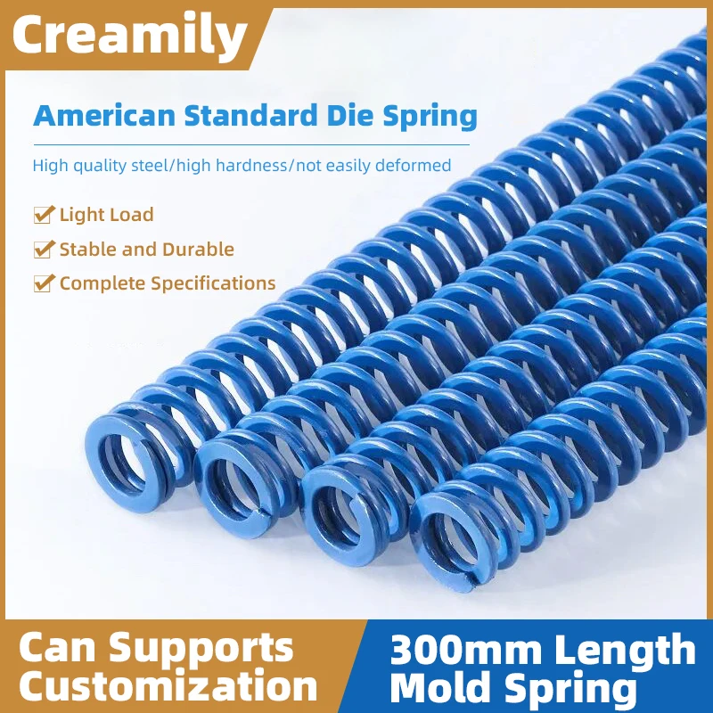 Creamily 1PCS Blue Light Load American Standard Mould Die Spring Spiral Stamping Compression Spring OD=6~60mm ID=3~35mm L=300mm