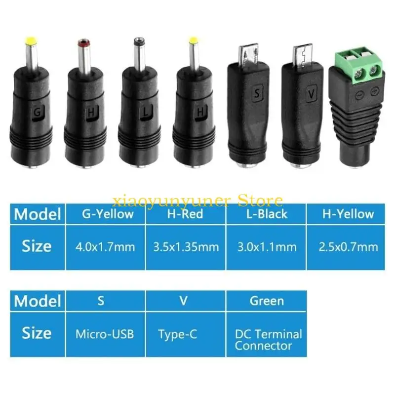 P9JB USB to DC5V 5521 Plug Charging Cord with 14 Adapter Plugs for Moon Lamp LED Light Mini Fan Camera Power Charging