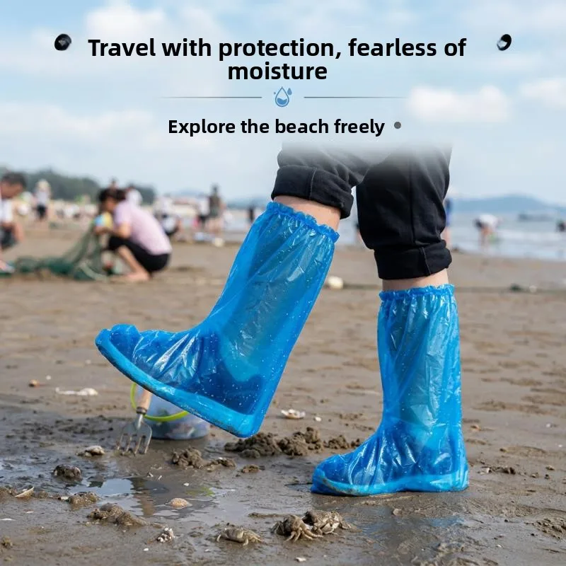 

Adult High-Tube Rain Boots Waterproof Thickened Disposable Rain Shoe Covers for Outdoor Wear in Rainy Days Anti-Slip