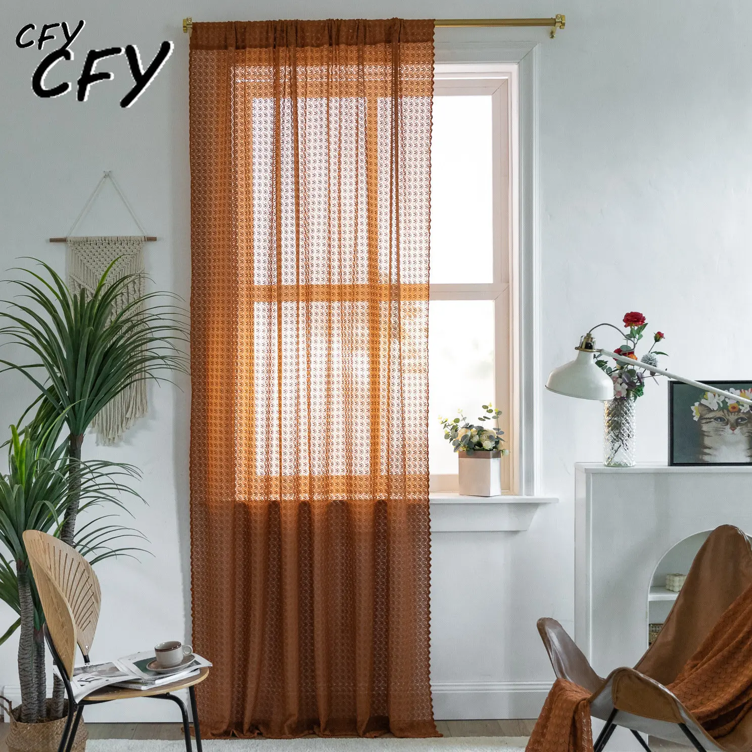 

Cotton Linen Lace hollowed-out wheat ears Blackout Window Curtain Ready-made Drapes for Bedroom Curtains In The Living Room