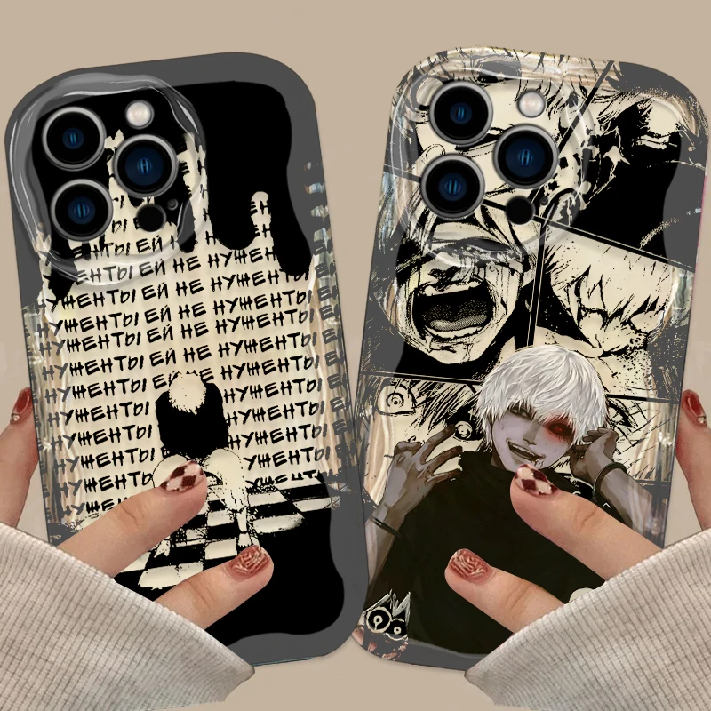 Anime Tokyo Ghou Kaneki Ken Cover For Apple iPhone 15 14 13 12 11 Pro X XR XS Max Plus 8 7 Plus SE Wave Oil Phone Case