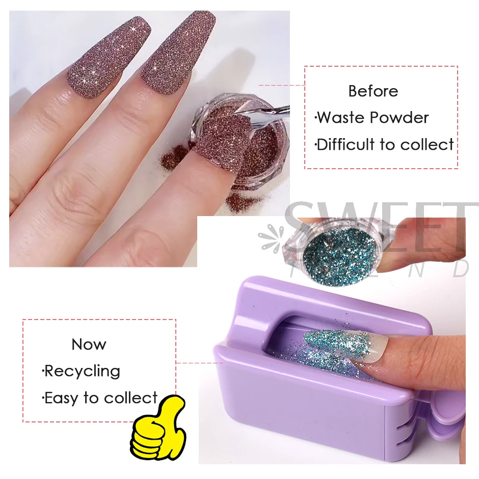 Doppelschicht Pulver Recycling Aufbewahrungsbox Nagel Maniküre Werkzeug Glitter Pailletten Sammlung Tragbarer Behälter DIY Zubehör Zubehör