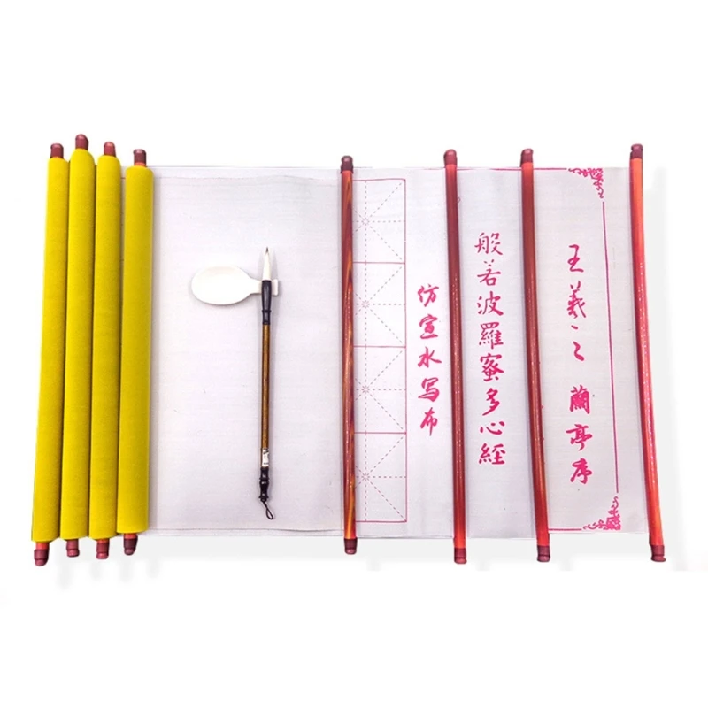 Pano escrita água caligrafia reutilizável caligrafia chinesa pano escrita água rolagem ferramenta caligrafia