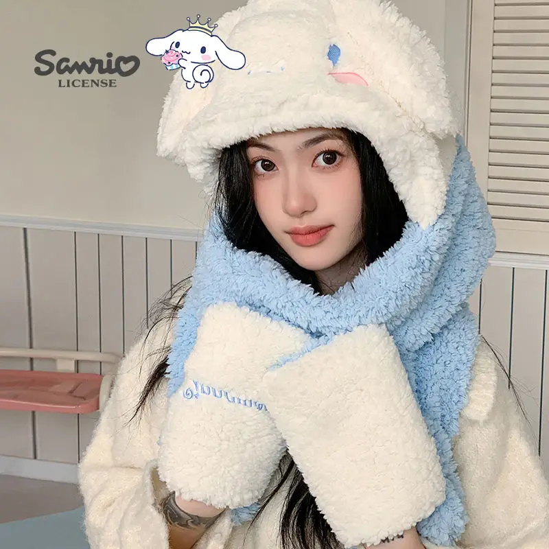 

Sanrio Kids Gloves Scarfs Caps Set Hello Kitty Cinnamoroll Neck Warmer Sets for Children Baby Hat Winter Children Scarves Scarfs