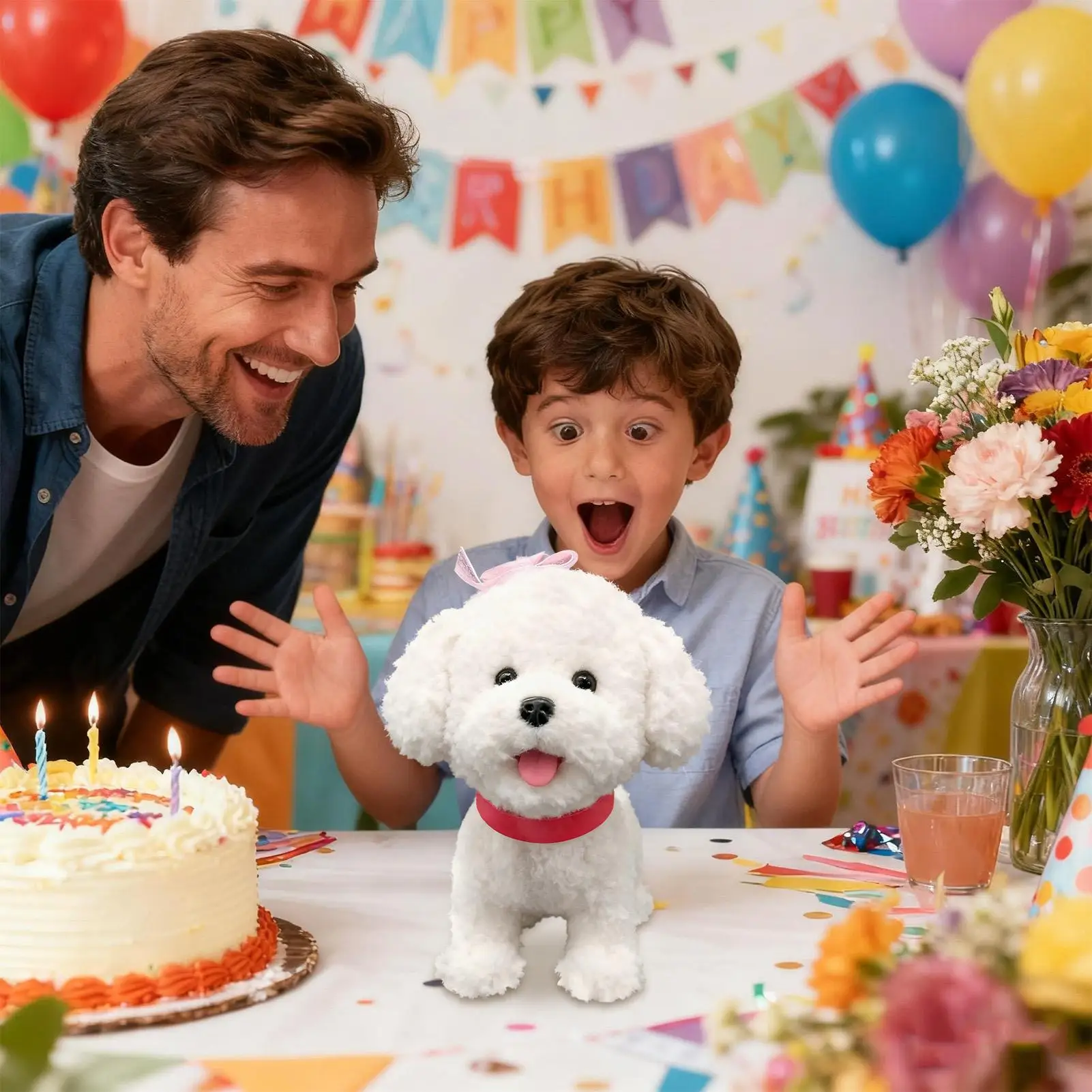 シミュレーション電子ペット犬のおもちゃ、歩くインタラクティブな犬のぬいぐるみおもちゃ、タッチセンシングAIロボット犬、音声模倣機能付きギフト