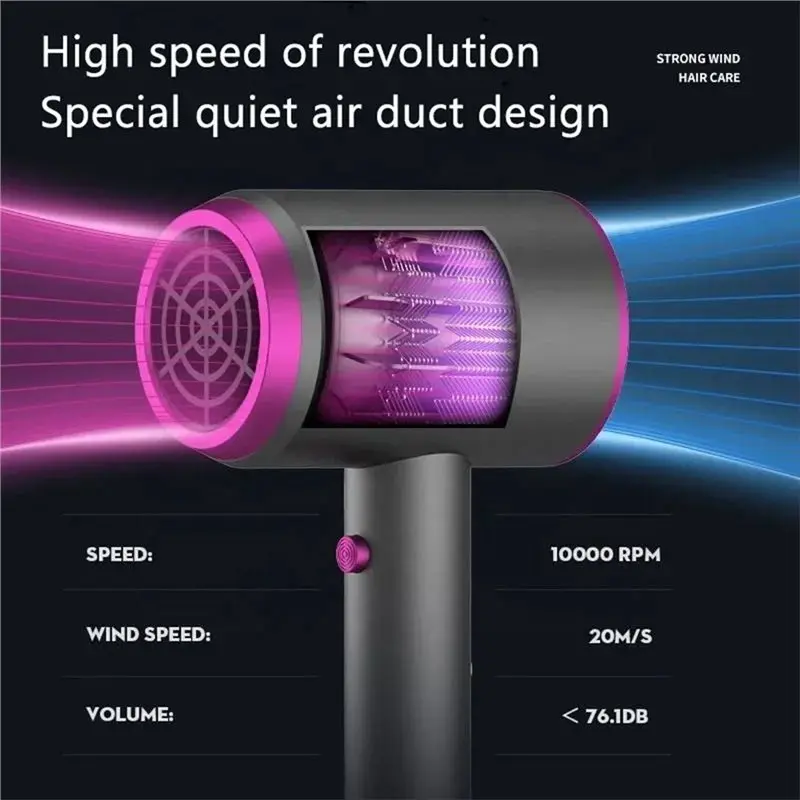 A23F-Professional High-Speed Compact Ionic Hair Dryer, Constant Temperature, Includes Nozzle For Home& Travel EU Plug Blow