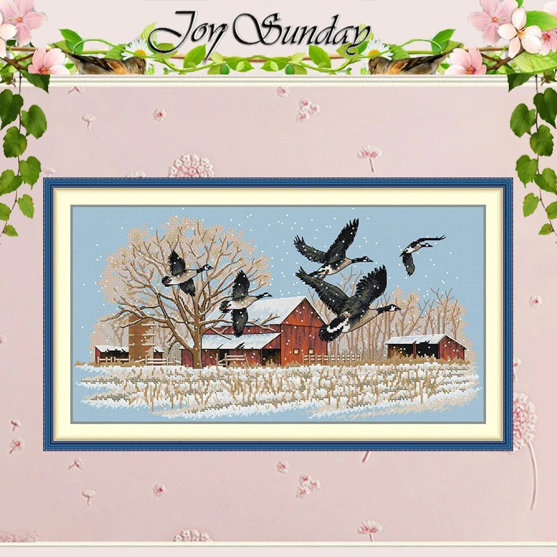 

Winter Wild Geese Patterns Counted Cross Stitch Set DIY 11CT 14CT 16CT Stamped DMC Cross-stitch Kit Embroidery Needlework Crafts