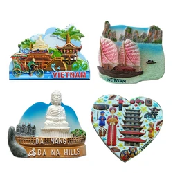 Hanoi Champa Pagoda, Danang Bana Mountain, Vietnam 3D Fridge Magnets Tourism Souvenirs Refrigerator Magnetic Stickers Gift