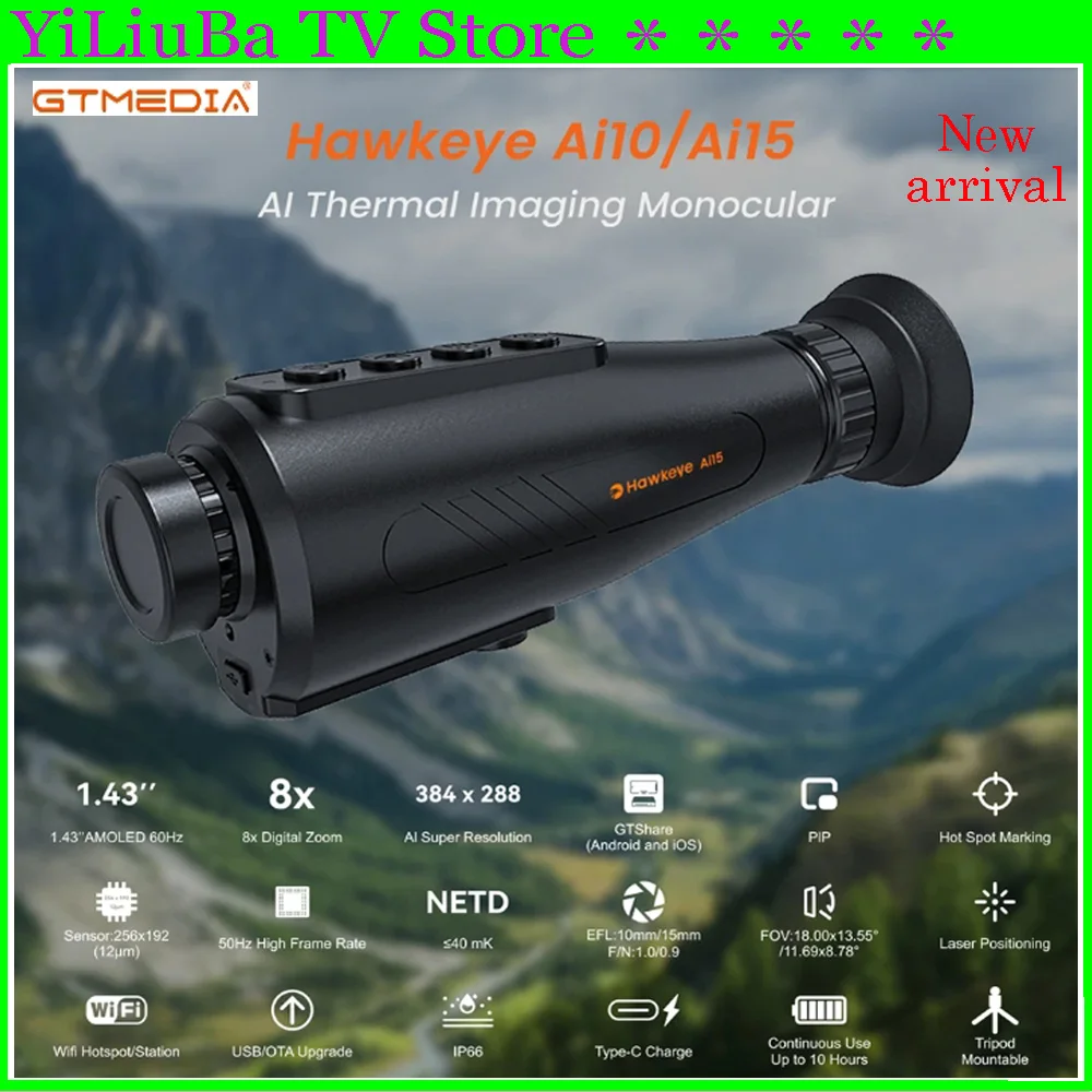 

[Genuine]Newest GTMEDIA Hawkeye Ai15 Handheld Thermal Imaging Monocular AI Super-resolution 384*288 Scope Outdoor Camping Camera