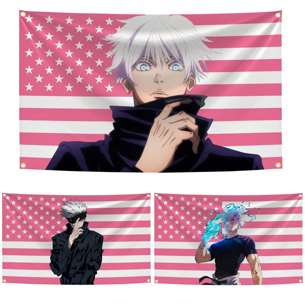 Gojo Satoru American Anime Flag Tapestry Outdoor Decor Jujutsu Kaisen Flags Decorative Home Objects Decoration Garage Hanging