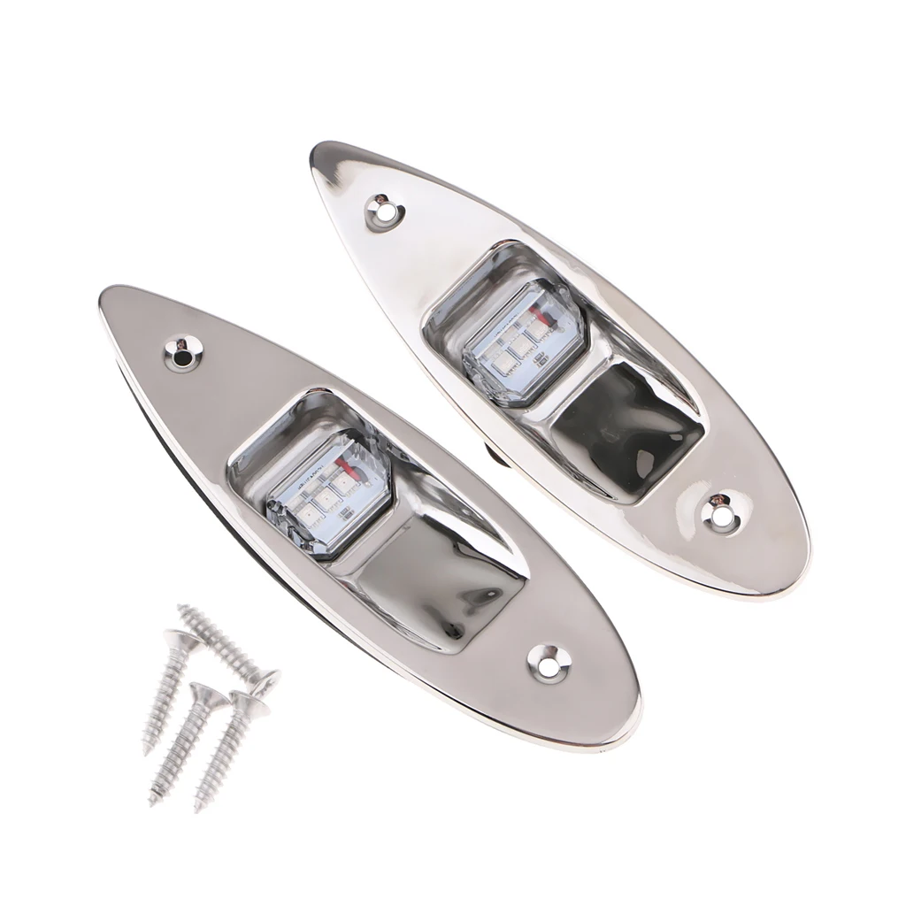 Pair of Marine Boat Navigational LED Side Tear Drop Lights Vertical Mount