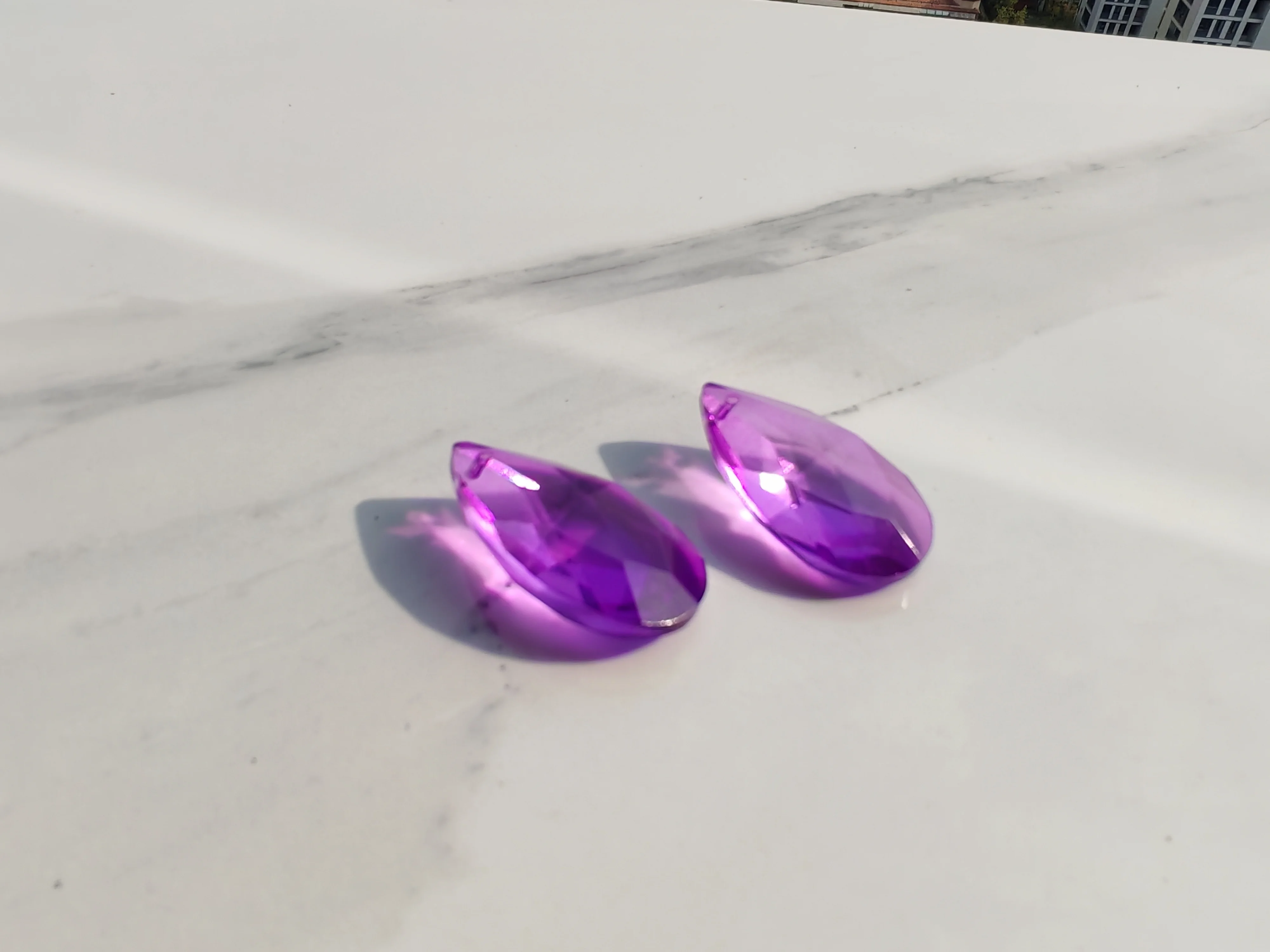 12pcs 38mm K9 Crystal Glass Teardrop Beads for Chandelier Lamp Prisms, DIY Pendant Jewelry Hanging Decoration Parts - Colorful