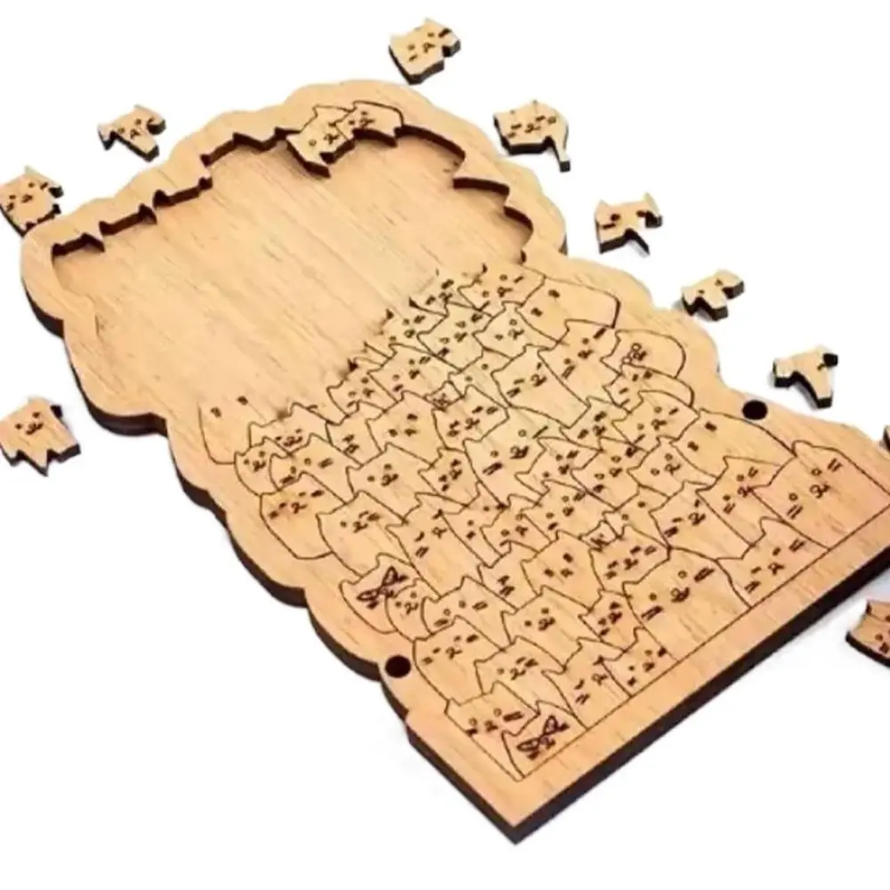 Unique Cat Shape Hundred Cat Puzzle Challenging Irregular Wooden Jigsaw Brain Teaser Cartoon Animal Puzzle Puzzle Enthusiasts