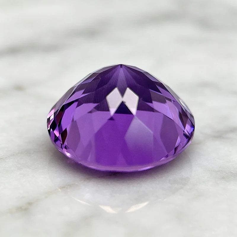 Laborgezüchteter Saphir in Purpurblaue Farbe, Runde Form, Edelstein für DIY-Ringe, Halsketten und Ohrringe, Wählbar mit Zertifikat – Detail 2