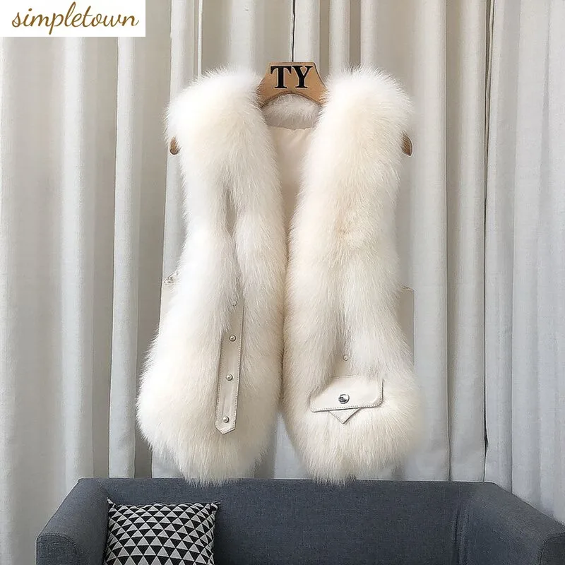 Autumn and winter Hong Kong style fashionable new high-end imported imitation fox fur vest short vest