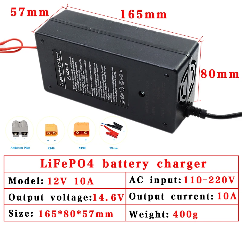 14.6V 10A Lifepo4 charger 4S 12V Fast charger 100-240V input 12V 12.8V Lifepo4 battery charger for 4S Lifepo4 Battery charging