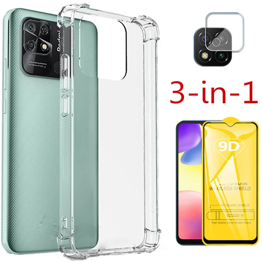 Redmi note 12 pro Case Redmi 10A Clear Silicone Cover Redmi 10C Anti-Shock Protector Redminote 12 pro plus Glass+Case Redmi 10