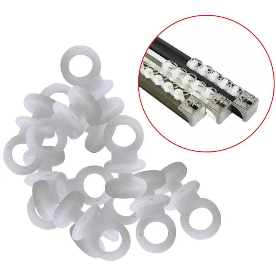 50pcs Car Curtain Track Gliders Runners Clips Plastic Camping Vehicle RV Caravan Van Curtain Hooks Curtain Hanging Ring Hook