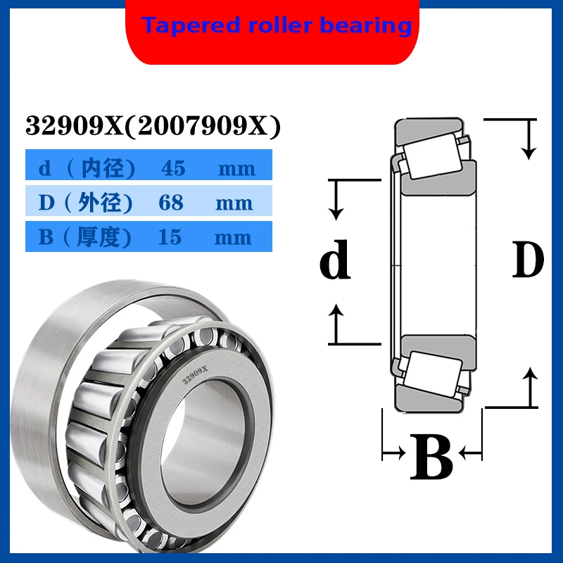 WZZG 32909X (2pcs/lot) High quality tapered roller bearings 45*68*15mm automotive bearings