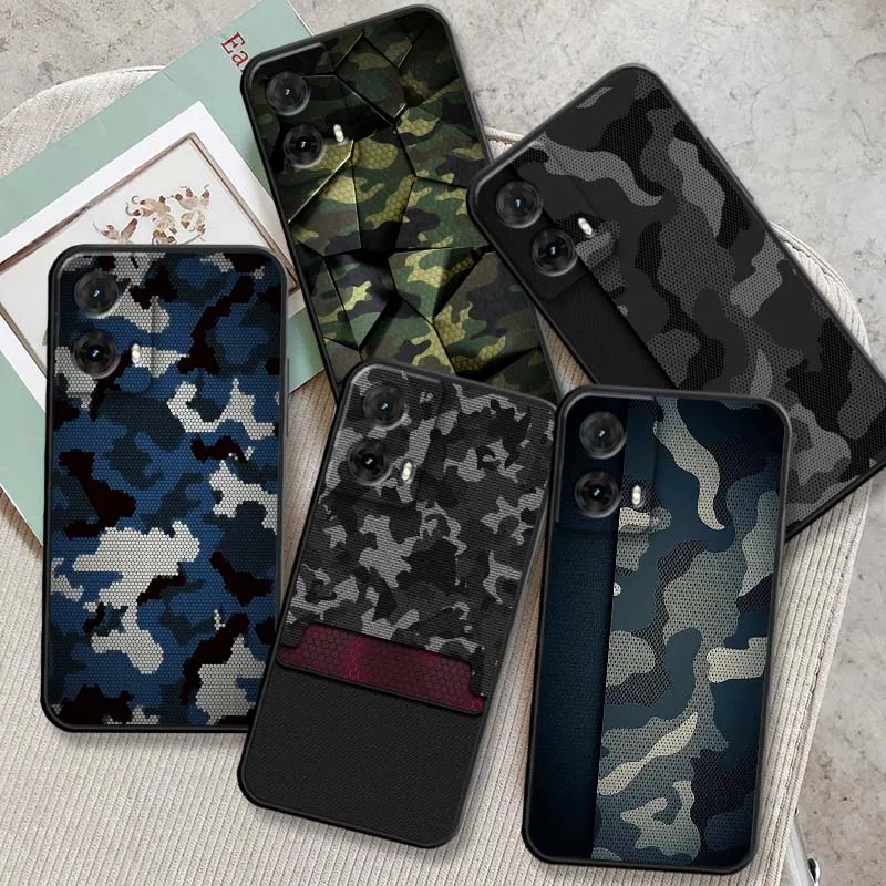 تصميم نمط التمويه لموتورولا G85 Edge 50 G24 G35 G14 G04 40 G72 G34 G G54 G13 G32 5G غطاء هاتف أسود