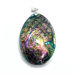 Classic Oval Natural Colorful Abalone Shell Pendant for Glamour Ladies DIY Jewelry Necklace Fashion Accessory Gift 37x56mm