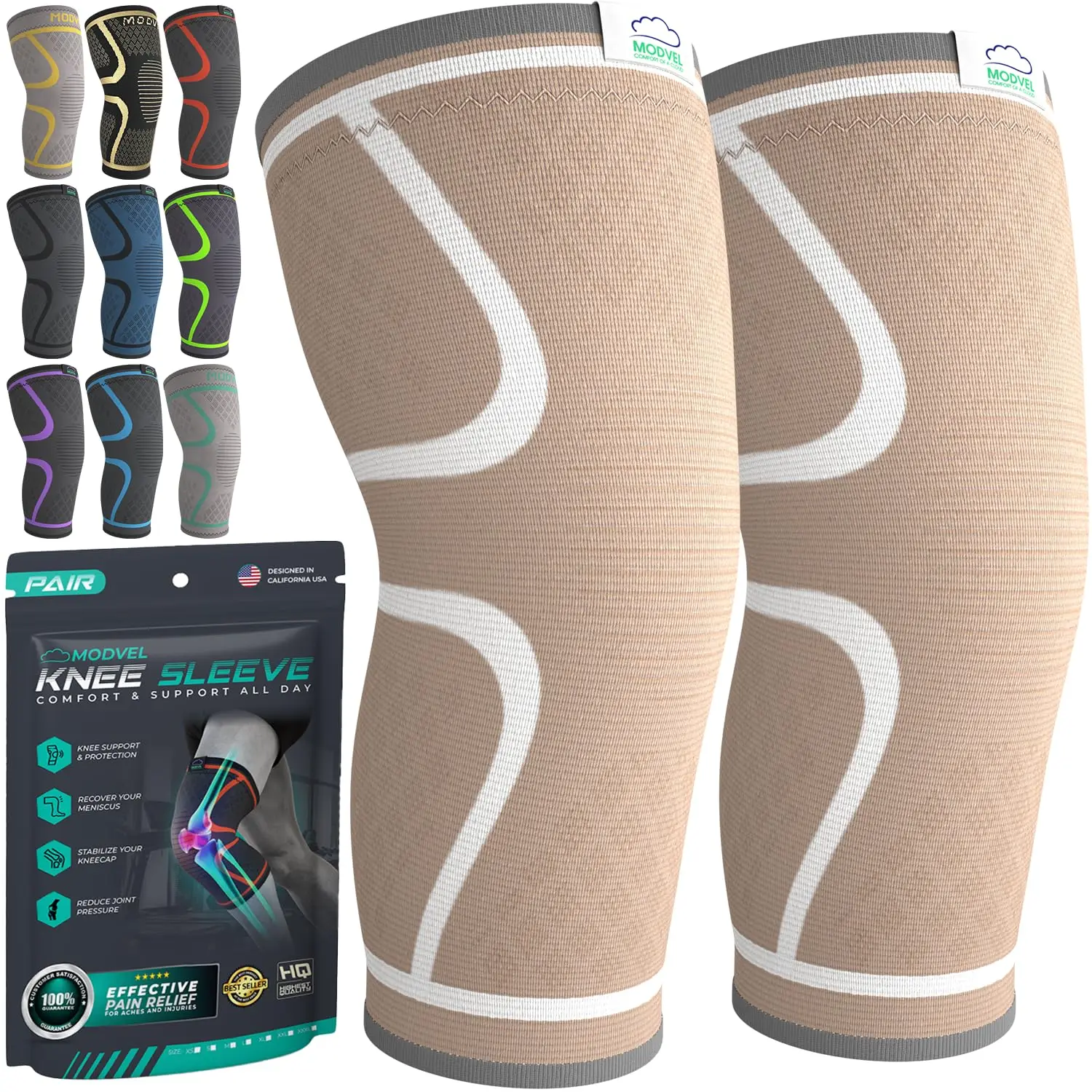 

Compression Knee Brace for Women & Men - 2 Pack Knee Brace for Women Running Knee Pain, Knee Support