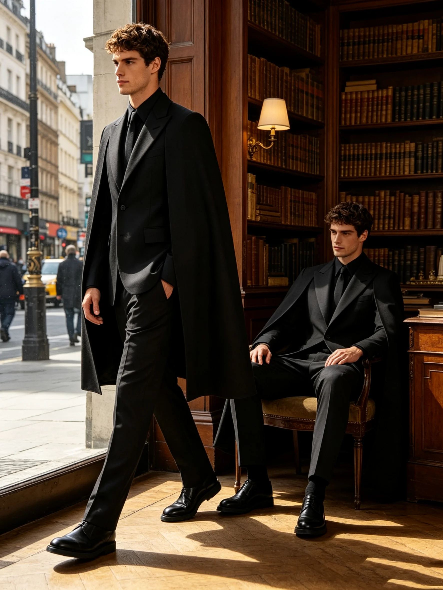 Men Formal Wear Design - Designer Black Wrap Men Suit Set