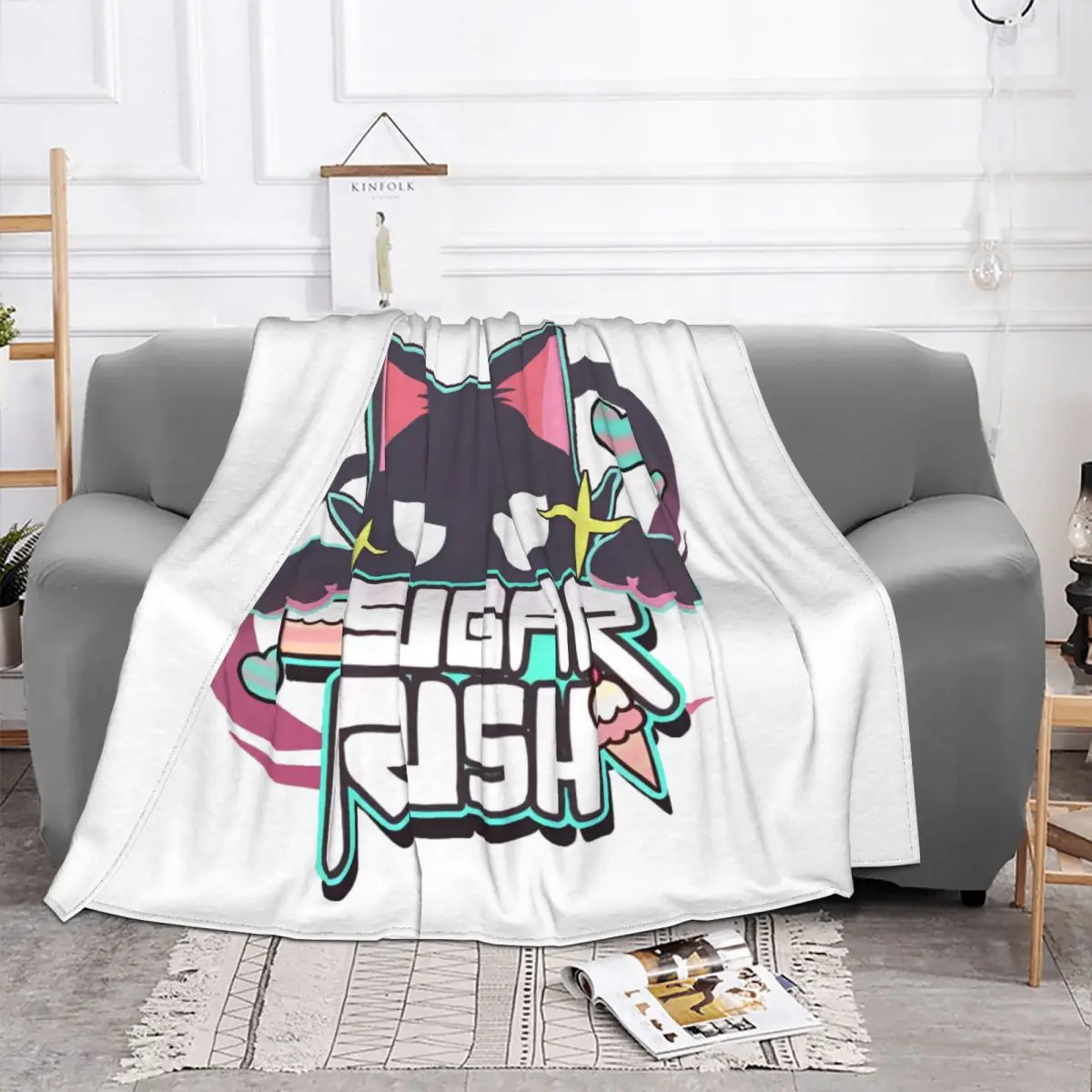 Sugar Rush Archives Knitted Blanket Fleece Anime Super Soft Throw Blankets for Bedding Couch Bed Rug