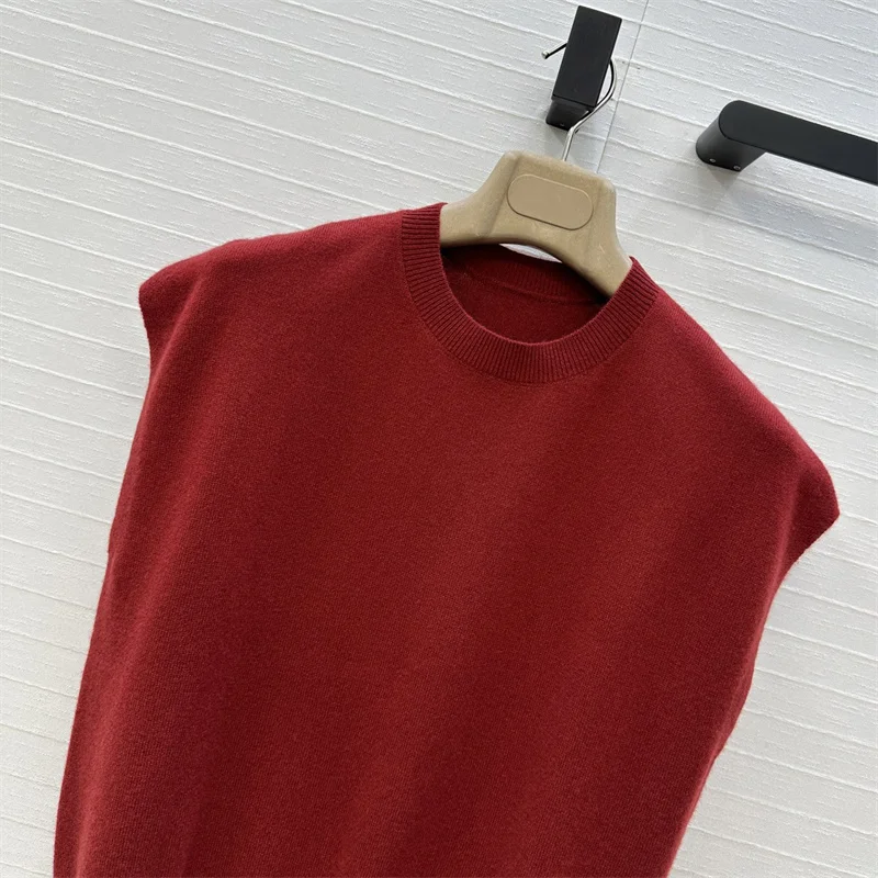 

Women's vest New elastic knitted slim fit sleeveless top for autumn 2025 Cashmere blend round neck pullover y2k Women's sweate
