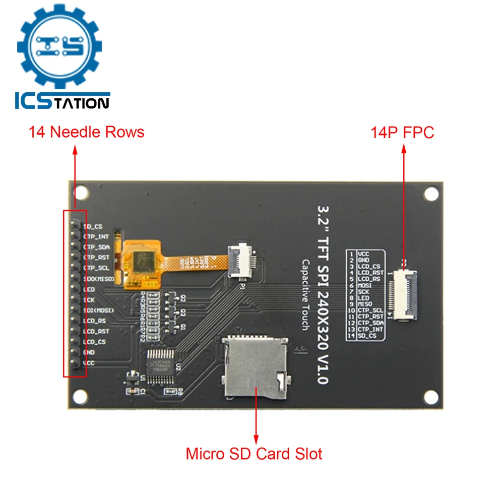 3.2in LCD Capacitive Touch Screen Display Module 320*240 SPI 65K ILI9341 Driver 65K Colors IPS TFT