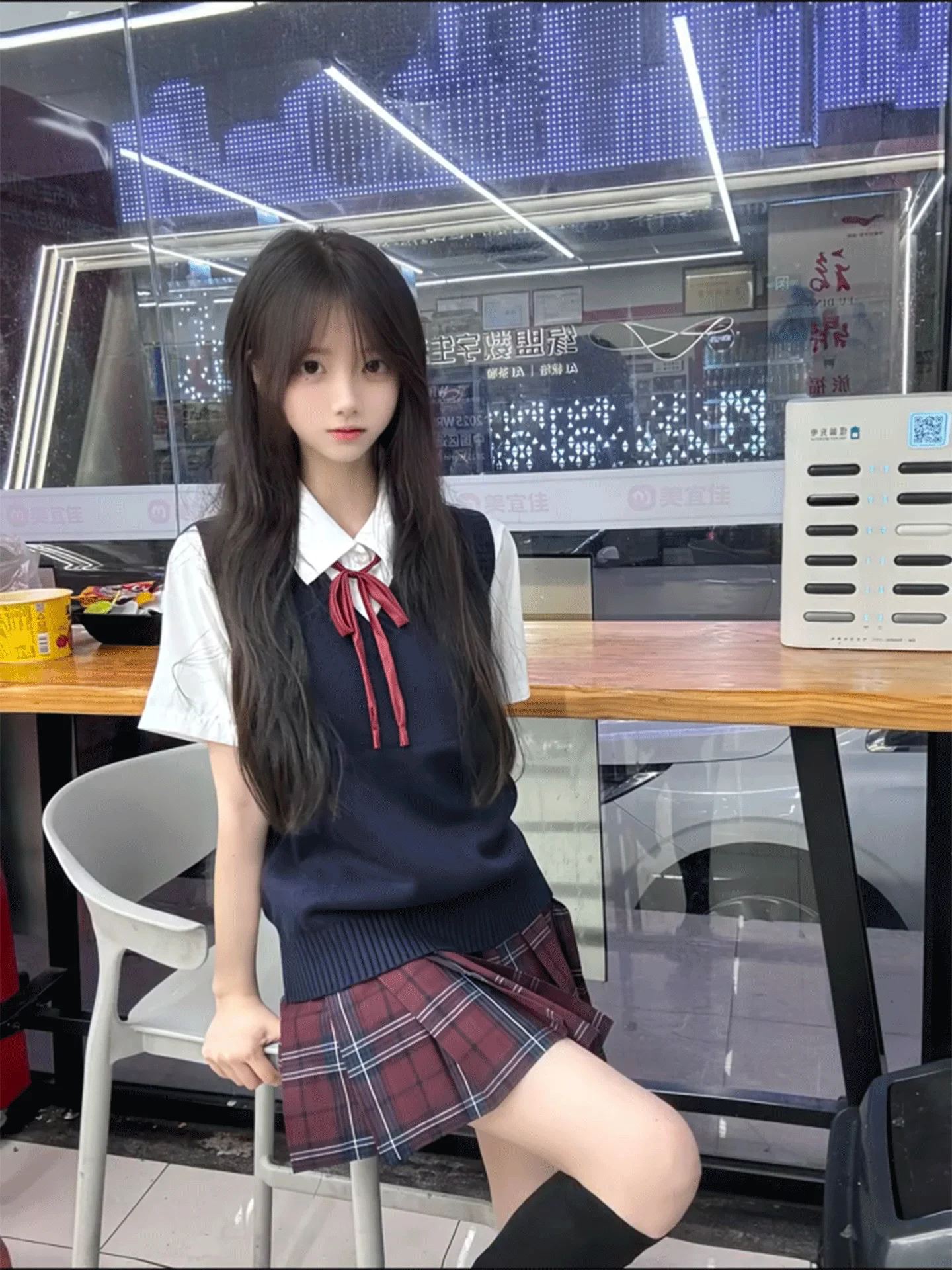 

Cherry Milk Flavored Original S School Uniform Short Sleeve Shirt And Vest Two Piece Set Layering Basic Style Polyester Fabric