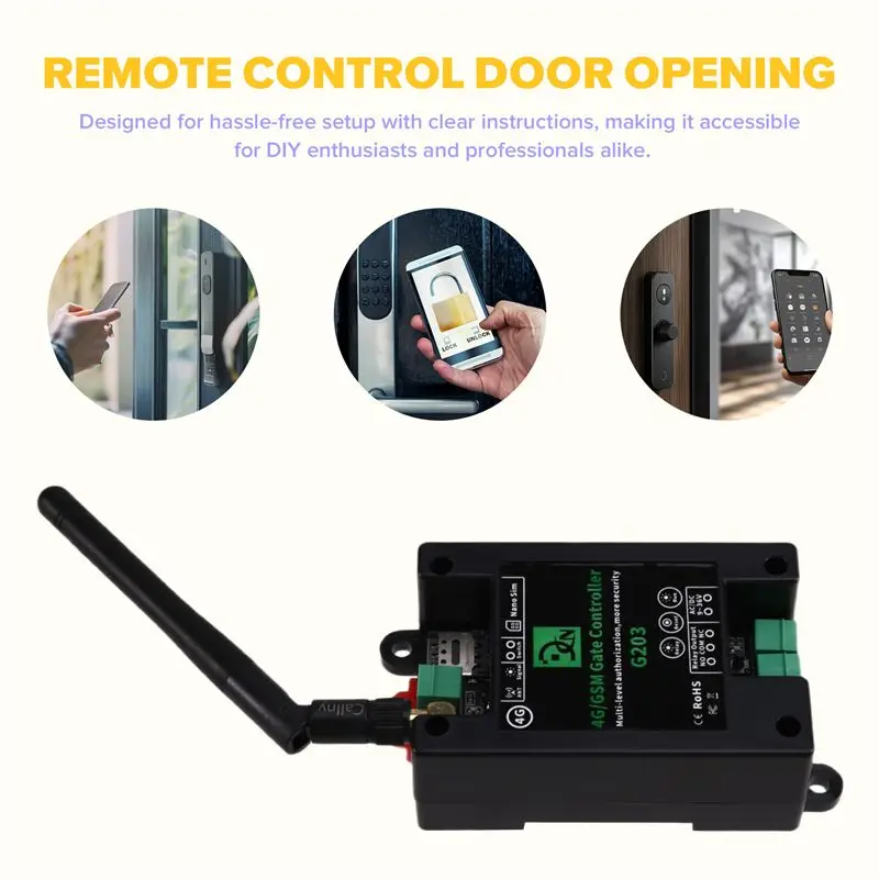 Exquisite-Smart Model Gsm Remote Control Relay Switch G203 4G Mobile Phone Operated Door & Gate Controller Door Opener