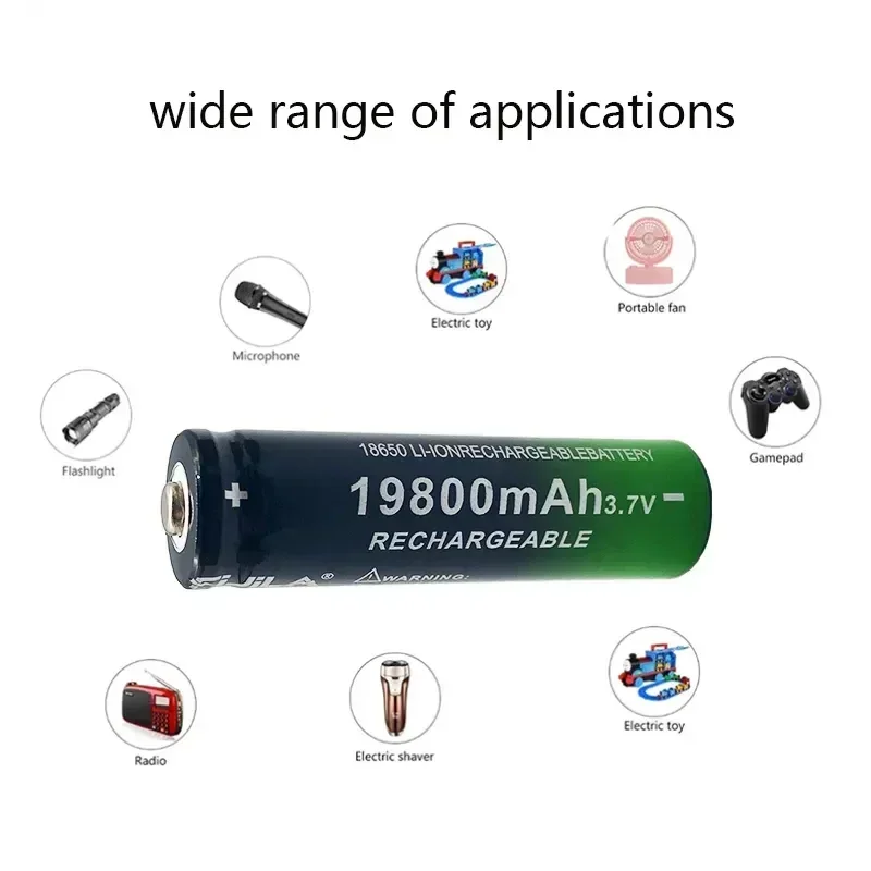 2024best-selling 18650 battery 3.7V 19800 Mah USB+charger,suitable for flashlights and razors rechargeable lithium-ion batteries