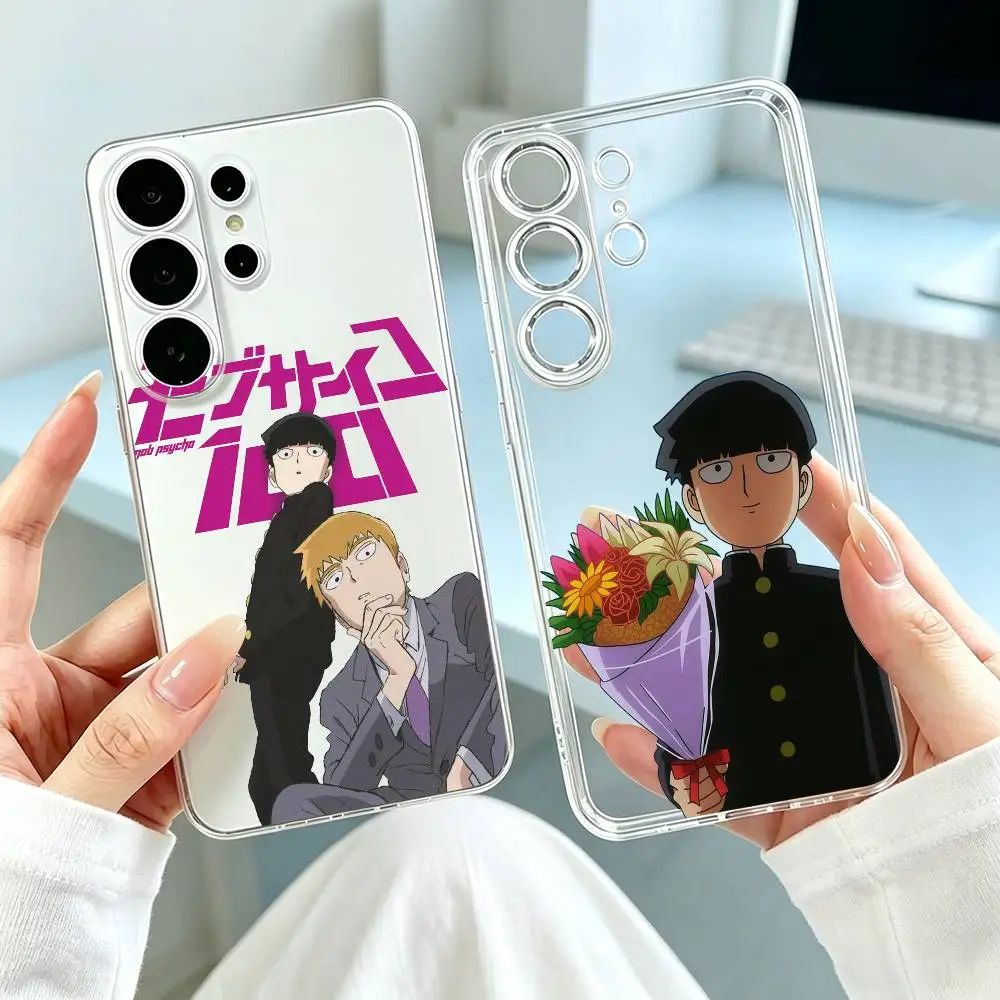 Mob P-Psycho100  Phone Case Transparent Silicone Soft For Samsung S25,S24,S21,S22,S23,S30,Ultra,S20,Plus,Fe Gift