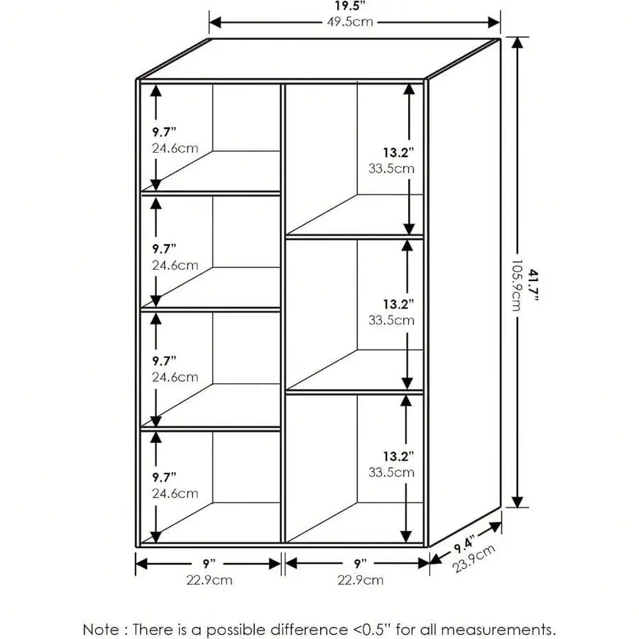 7-Cube Bookshelf, Bookcase, Book Shelf, Cube Storage Organizer, 9.4 X 19.5 X 41.7, For Home Office, Living Room, Bedroom, Sage G