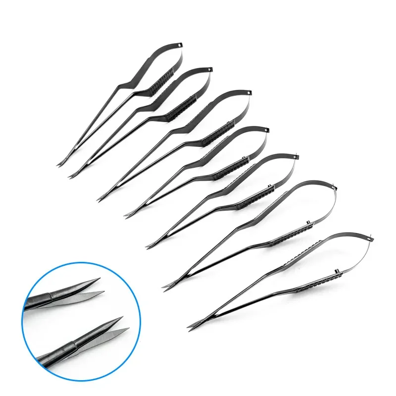 Stainless Steel Ophthalmic Micro Scissors Black Handle Neuro Micro Microsurgical Instruments