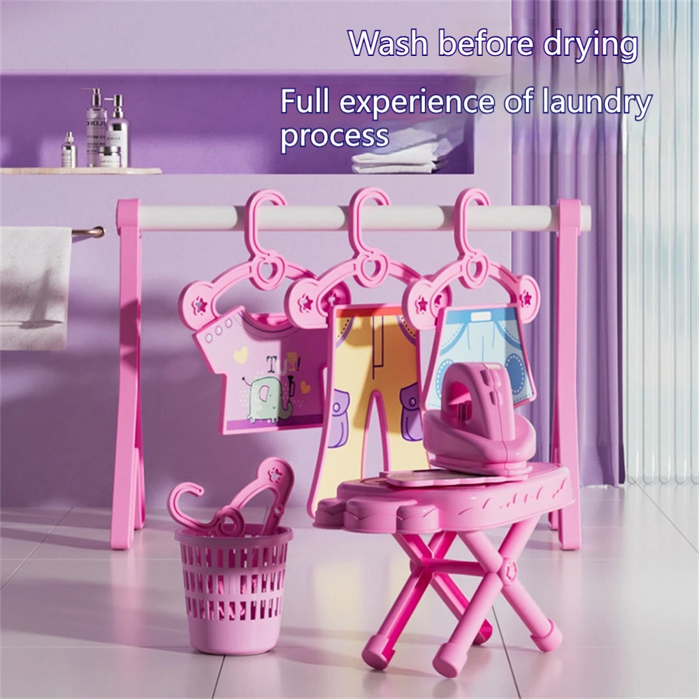 Children's pretend play mini washing machine set drum small appliance cleaning tool girl washing machine toy gift