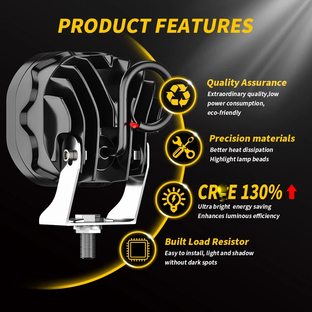 4개 작업등 LED 자동차 전면 안개등 12V 24V 트럭 SUV 4X4 4WD 엔지니어링 헤드라이트 오프로드 LED 사각 헤드램프 9-80V