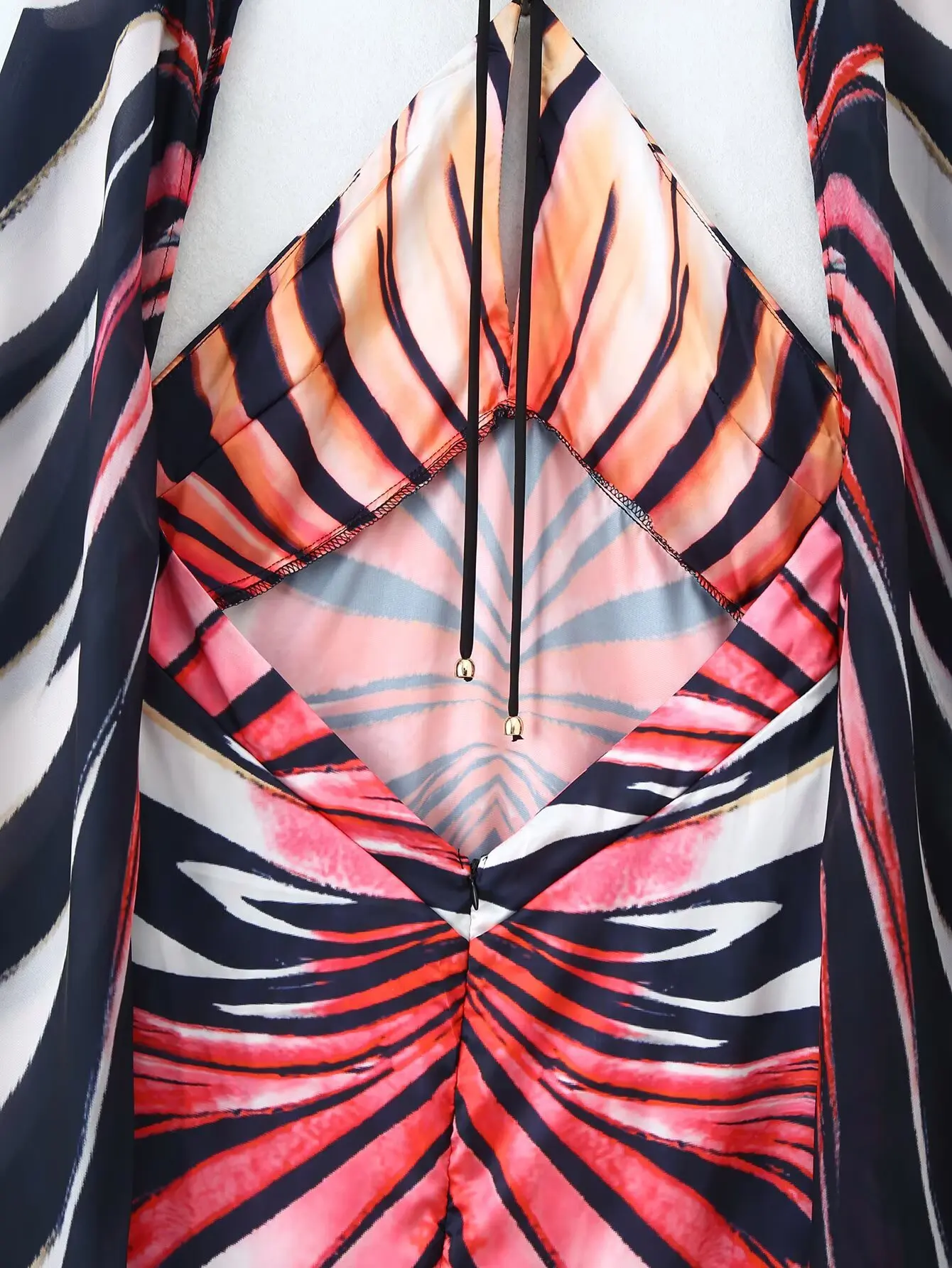 Sexy Damenkleider mit dünnen Schulterträgern, modische langärmelige, rückenfreie, bedruckte lange Kleider, elegantes, schickes Sommer-Partykleid – Detail 11