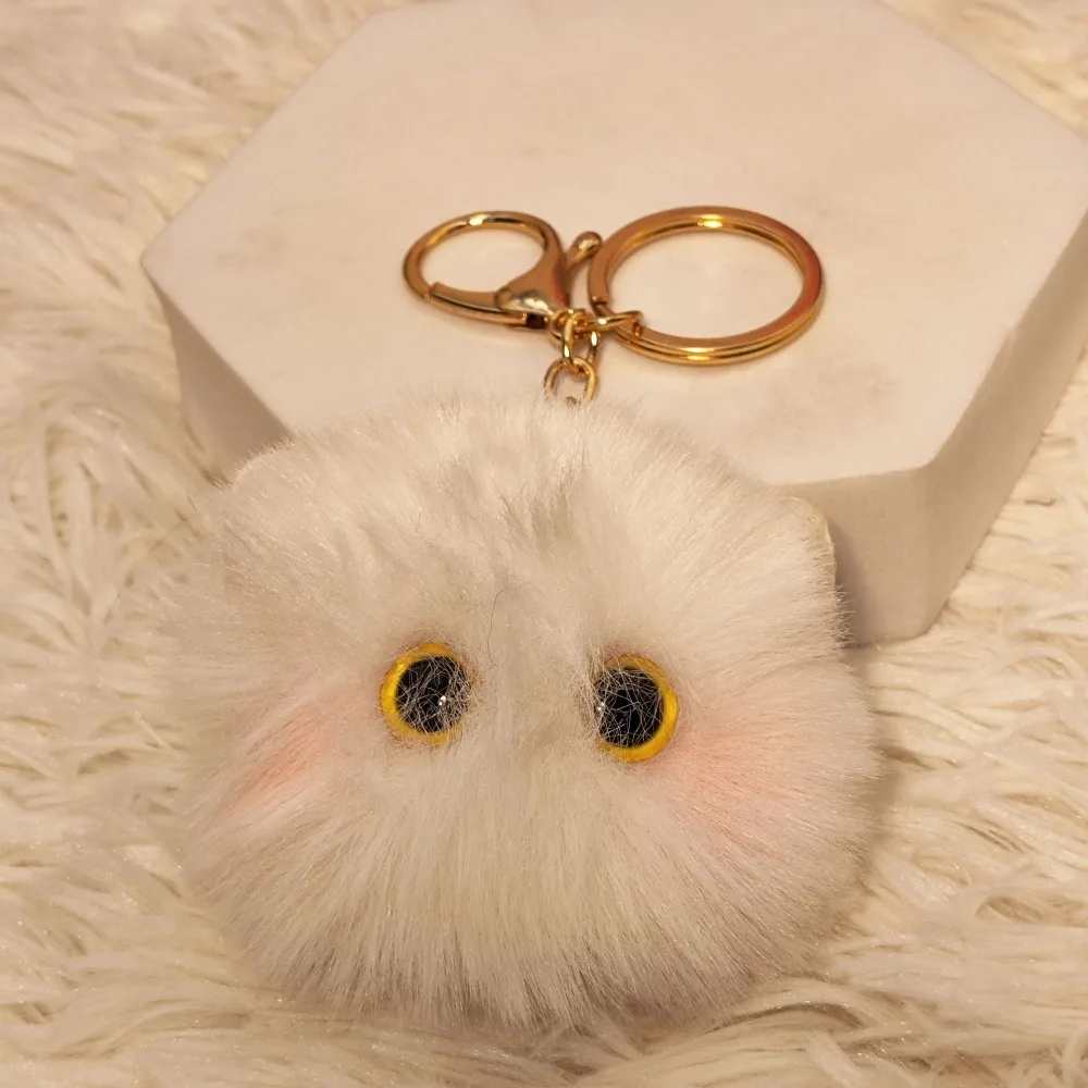 Lovely Powder Blusher Kitten Keyring Cute Keychain Delicate Pendant Key Ring Girl Creative Car Key Chain Pendant