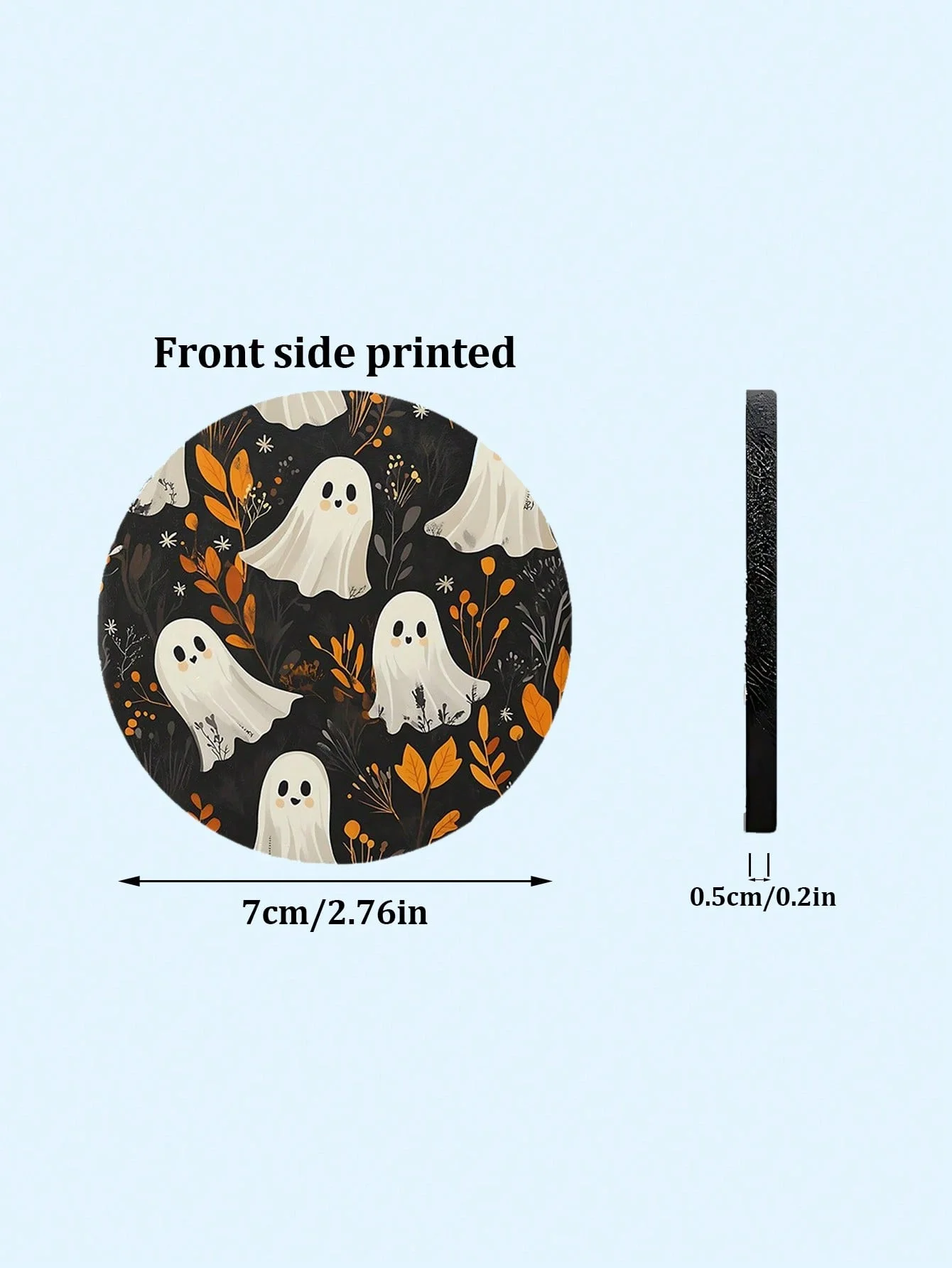 Набор автомобильных подставок на Хэллоуин из 2 предметов — рисунок призрака и тыквы, нескользящая резиновая основа, подходит для украшения интерьера автомобиля, Хэллоуина