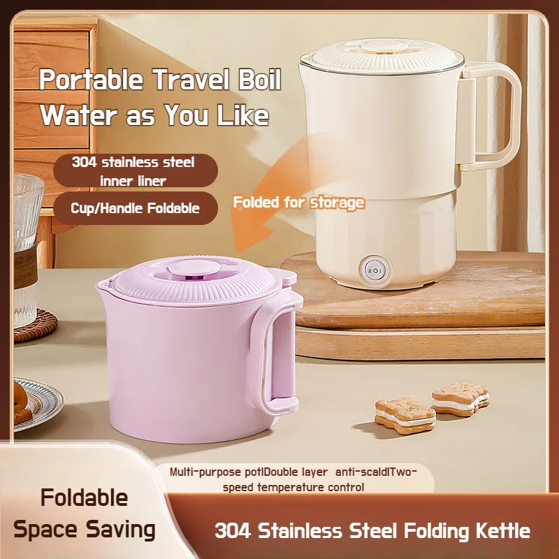 Travel Business Trip Portable Electric Kettle Mini 304 Stainless Steel Foldable Water Heater